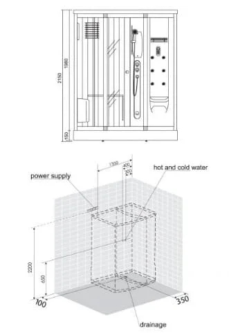 bản vẽ kỹ thuật Phòng xông hơi Nofer NO-602R