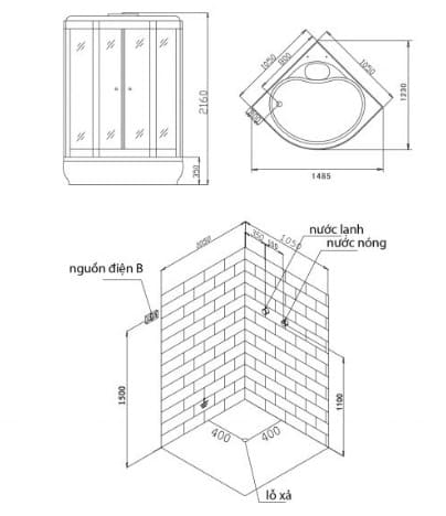 bản vẽ kỹ thuật Phòng xông hơi Nofer NO-8105