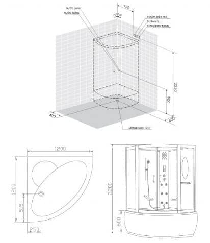bản vẽ kỹ thuật Phòng xông hơi Nofer NO-8120