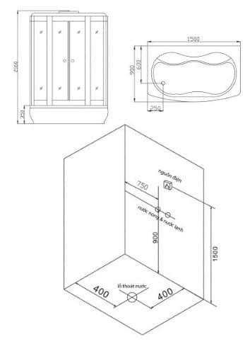 bản vẽ kỹ thuật Phòng xông hơi Nofer NO-8159B