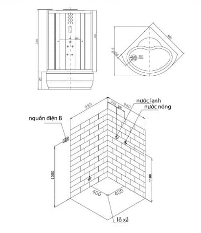 bản vẽ kỹ thuật Phòng xông hơi Nofer NO-8198