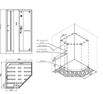 bản vẽ kỹ thuật Phòng xông hơi Nofer NO-89106S White