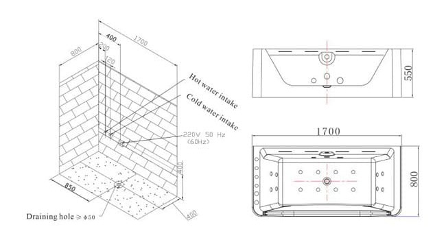 bản vẽ kỹ thuật Bồn tắm MASSAGE Euroking EG–1777D