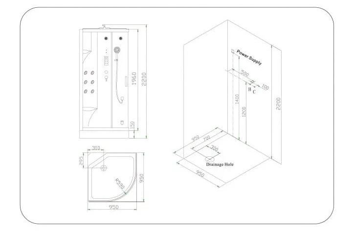 bản vẽ kỹ thuật Phòng xông hơi Nofer NO-106A