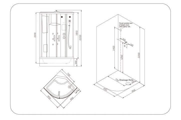 bản vẽ kỹ thuật Phòng xông hơi Nofer NO-106B