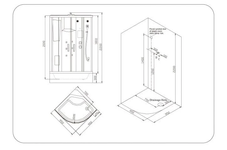 bản vẽ kỹ thuật Phòng xông hơi Nofer NO-106B
