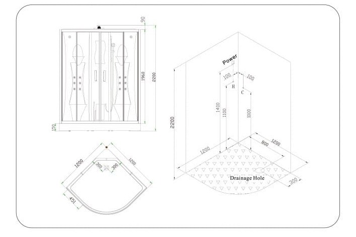 bản vẽ kỹ thuật Phòng xông hơi Nofer NO-108A