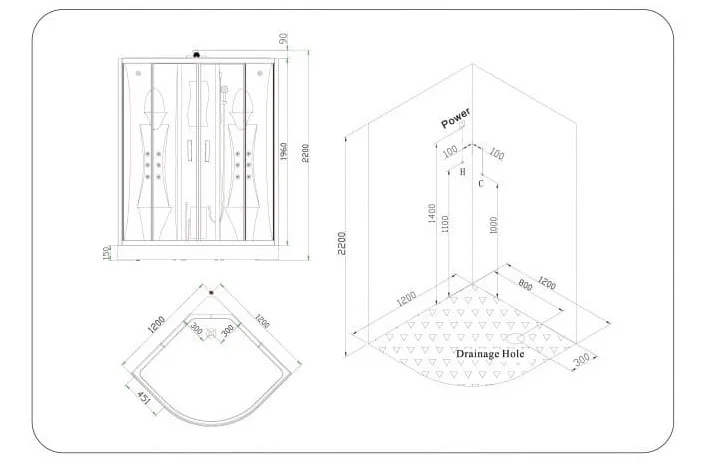 bản vẽ kỹ thuật Phòng xông hơi Nofer NO-108A