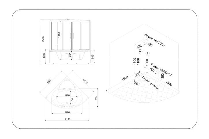 bản vẽ kỹ thuật Phòng xông hơi Nofer NO-612