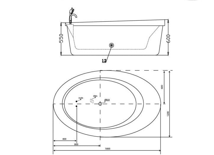 bản vẽ kỹ thuật Bồn tắm MASSAGE Euroking EG–1710DP 