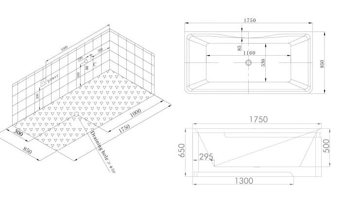 bản vẽ kỹ thuật Bồn tắm MASSAGE Euroking EG–1820
