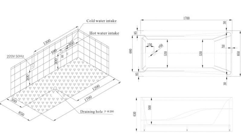bản vẽ kỹ thuật Bồn tắm MASSAGE Euroking EG–1821P
