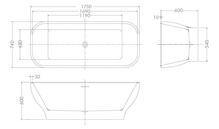 Bảng vẽ kỹ thuật Bồn tắm Euroking EG-1859