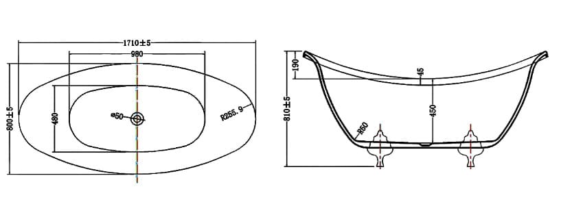 Bảng vẽ kỹ thuật Bồn tắm Euroking EG-1896G