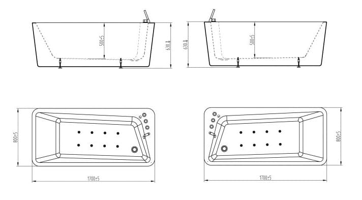 Bảng vẽ kỹ thuật Bồn tắm Euroking EU-609B