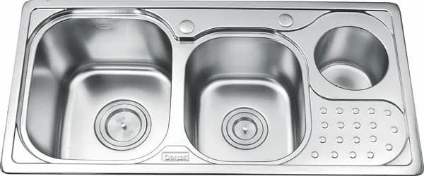 Chậu rửa bát 2 hố có hộp rác Inox Gorlde GD-5203