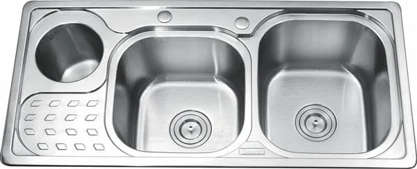 Chậu rửa bát 2 hố có hộp rác Inox Gorlde GD-5403