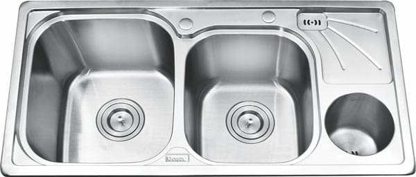 Chậu rửa bát 2 hố có hộp rác Inox Gorlde GD-9035