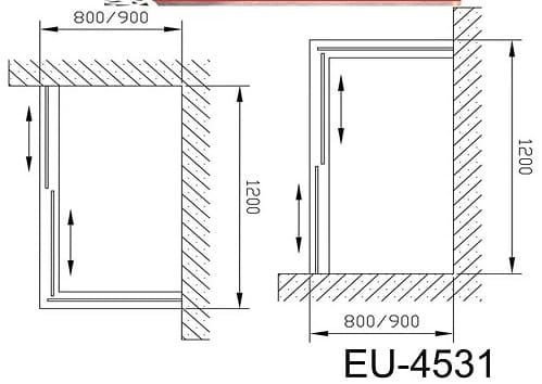 bản vẽ kỹ thuật Phòng tắm vách kính Euroking EU-4531A