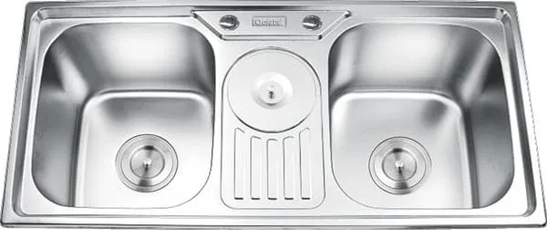 Chậu rửa bát 2 hố 1 hộp rác SUS 304 Gorlde GD-955