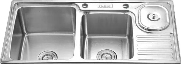Chậu rửa bát 2 hố có hộp rác SUS 304 Gorlde GD-949