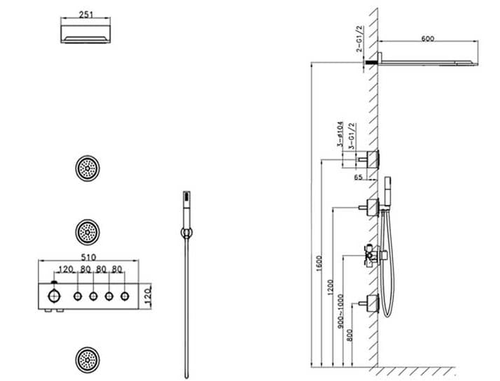  Sen tắm âm tường Euroking EU-1451300 