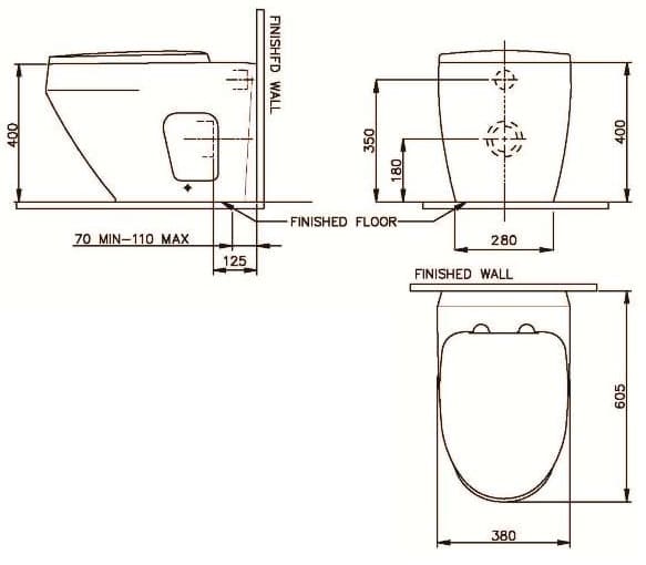 bản vẽ kỹ thuật bàn cầu đặt sàn Nahm SVC2861H210N01
