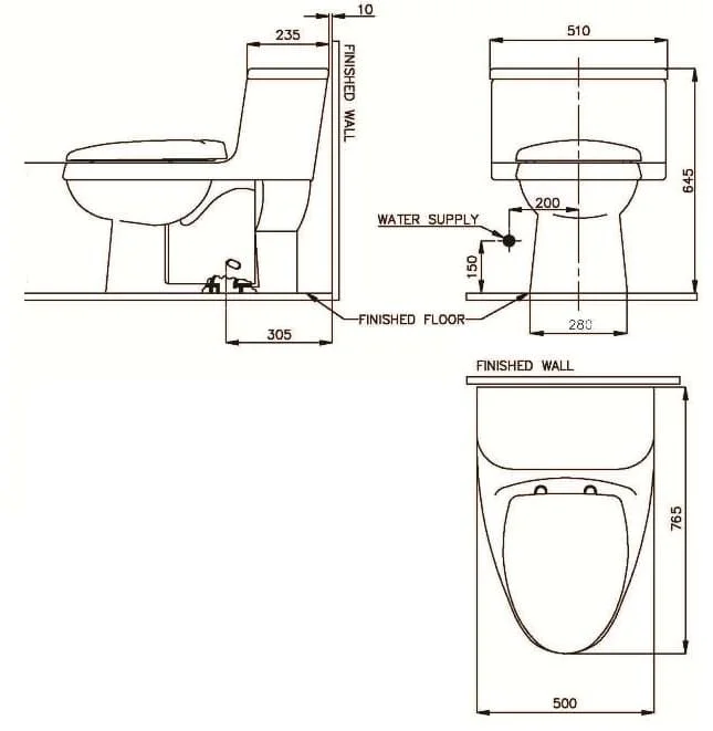 Bản vẽ kỹ thuật Bàn cầu 1 khối Nahm SVN21706101N01