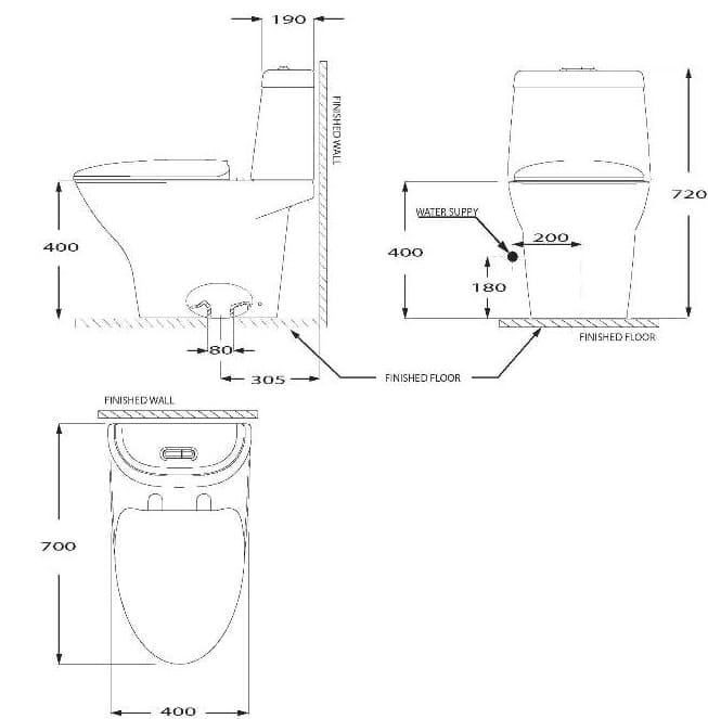 Bản vẽ kỹ thuật Bàn cầu 2 khối Nahm SVP2010S400N01