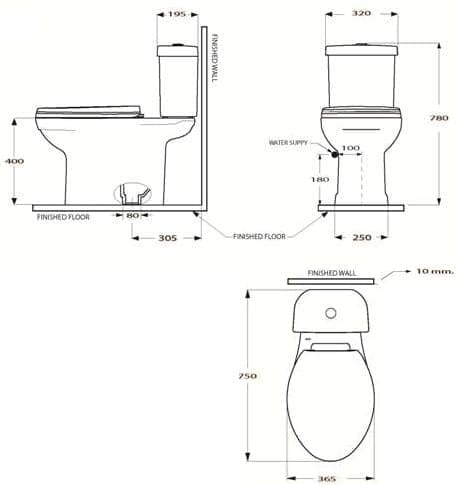 Bản vẽ kỹ thuật Bàn cầu 2 khối Nahm SVP2020S400N01