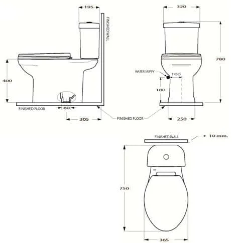 Bản vẽ kỹ thuật Bàn cầu 2 khối Nahm SVP2020S400N01