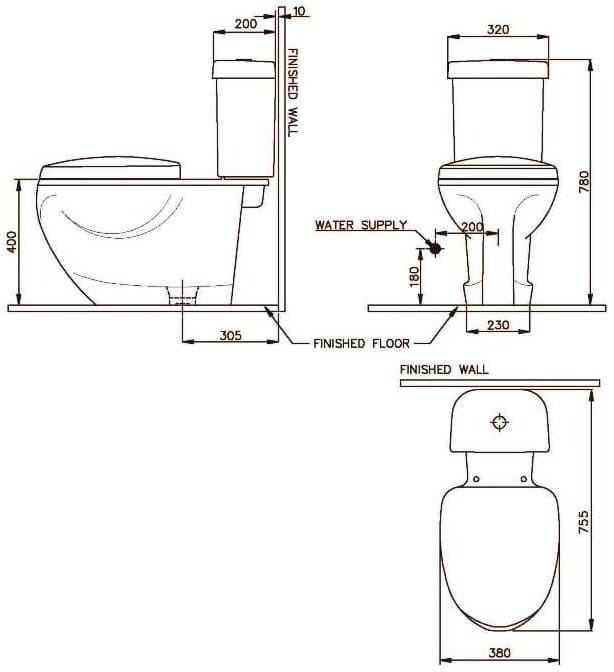 Bản vẽ kỹ thuật Bàn cầu 2 khối Nahm SVP2060S400N01