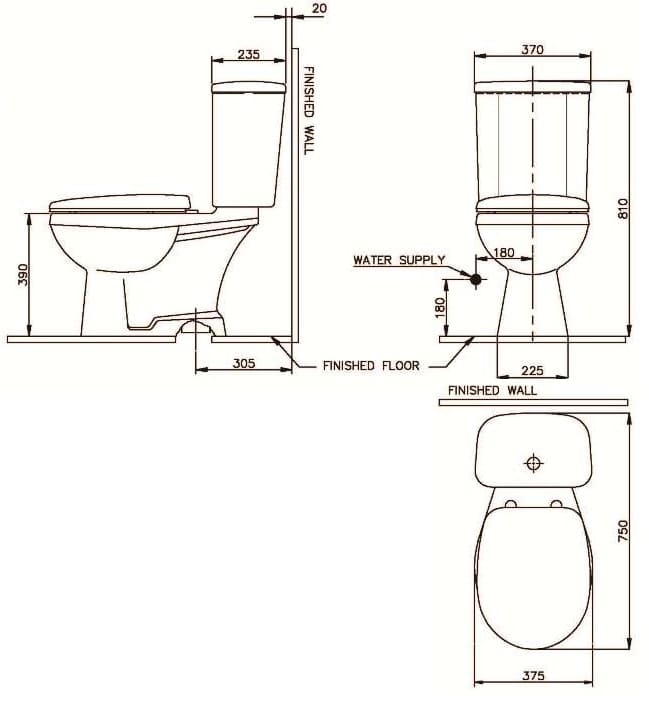 Bản vẽ kỹ thuật Bàn cầu 2 khối Nahm SVP2411S601N01
