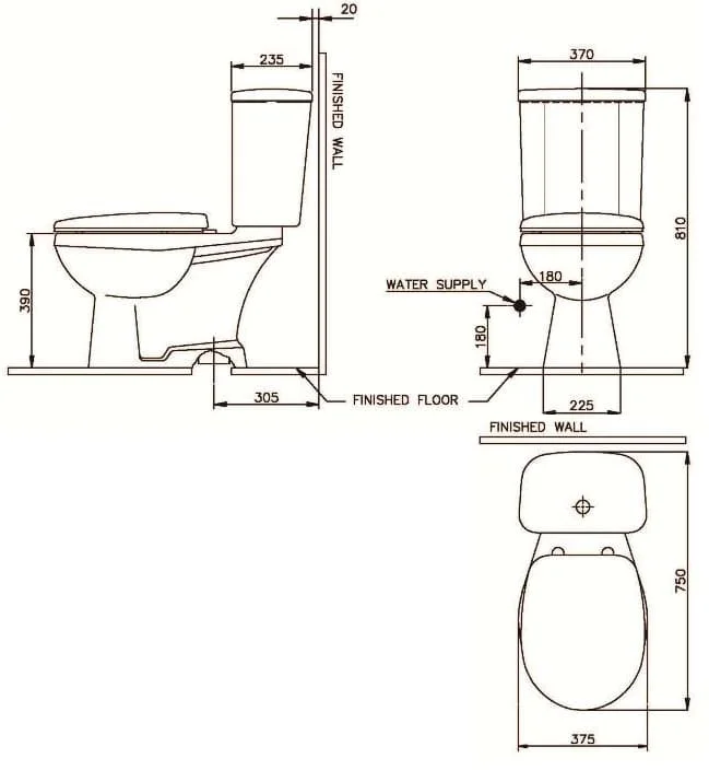 Bản vẽ kỹ thuật Bàn cầu 2 khối Nahm SVP2411S601N01