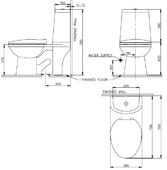 Bản vẽ kỹ thuật Bàn cầu 2 khối Nahm SVP2500S603N01