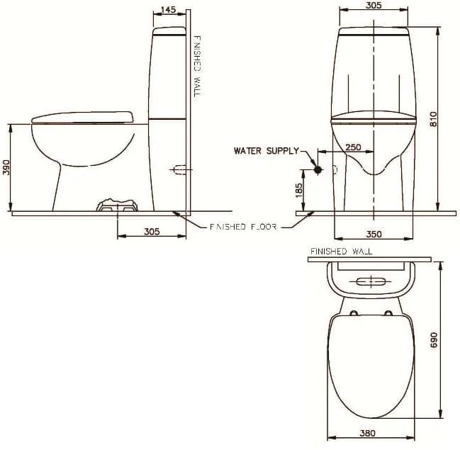 Bản vẽ kỹ thuật Bàn cầu 2 khối Nahm SVP2680S601N01