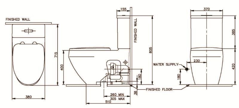 Bản vẽ kỹ thuật Bàn cầu 2 khối Nahm SVP2860S600N01