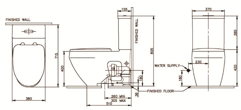Bản vẽ kỹ thuật Bàn cầu 2 khối Nahm SVP2860S600N01