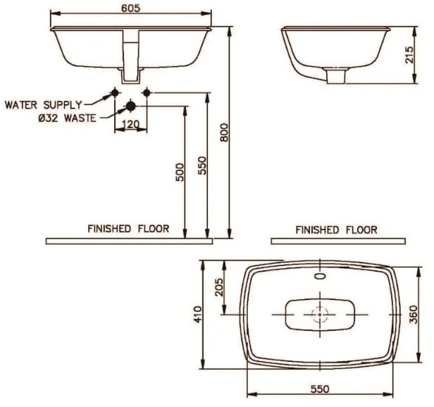 Bản vẽ kỹ thuật Chậu rửa mặt âm bàn Nahm SVW26806000N01