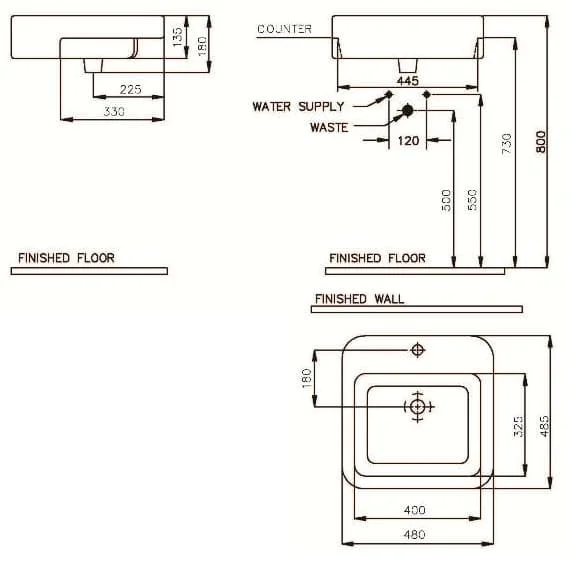 Bản vẽ kỹ thuật Chậu rửa mặt bán âm Nahm SVW27804810N01