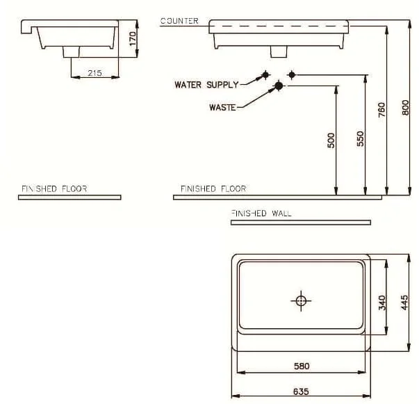 Bản vẽ kỹ thuật Chậu rửa mặt bán âm Nahm SVW2860650AN01