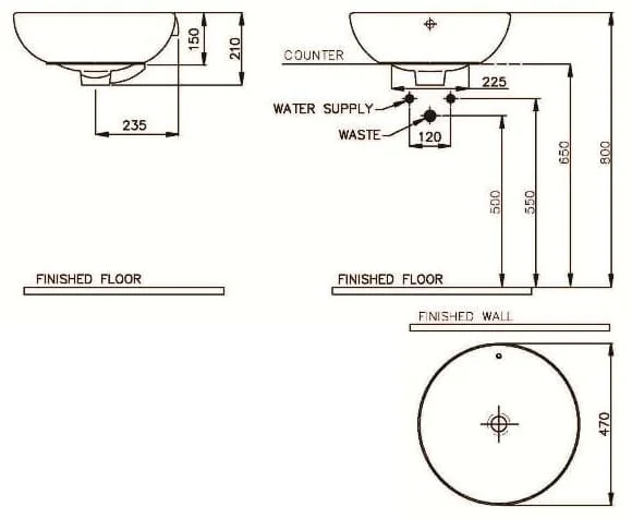 Bản vẽ kỹ thuật Chậu rửa mặt đặt bàn Nahm SVW2111470XN01
