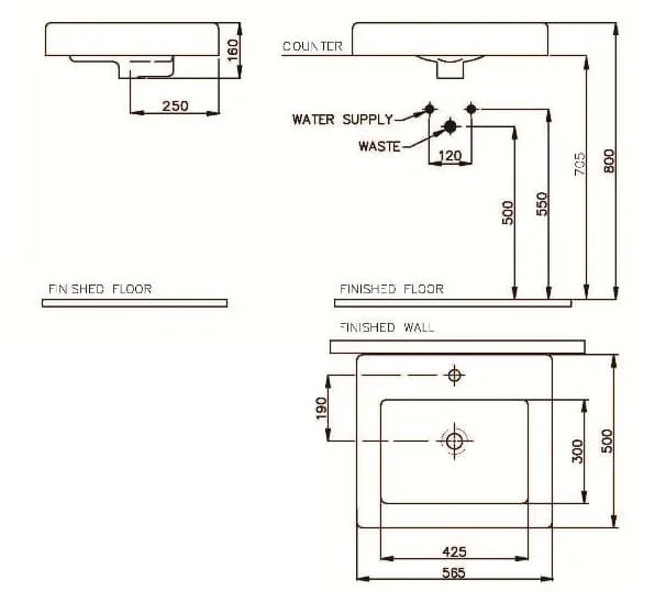 Bản vẽ kỹ thuật Chậu rửa mặt đặt bàn Nahm SVW2360561XN01