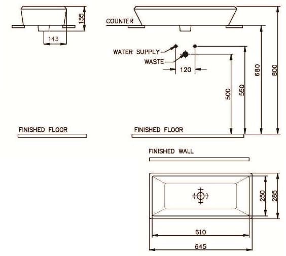 Bản vẽ kỹ thuật Chậu rửa mặt đặt bàn Nahm SVW2830660AN01 8N080900