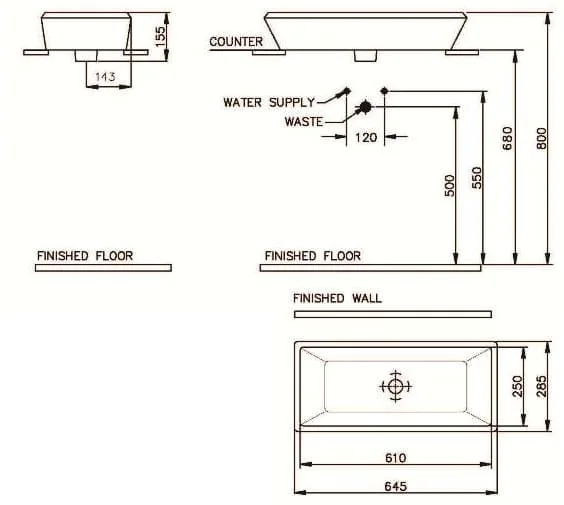 Bản vẽ kỹ thuật Chậu rửa mặt đặt bàn Nahm SVW2830660AN01 8N080900