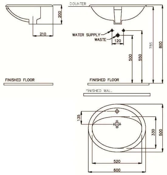 Bản vẽ kỹ thuật Chậu rửa mặt dương vành Nahm SVW2280601XN01