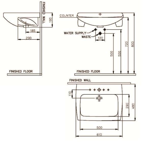 Bản vẽ kỹ thuật Chậu rửa mặt Nahm SVW2321615XN01