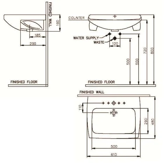 Bản vẽ kỹ thuật Chậu rửa mặt Nahm SVW2321615XN01