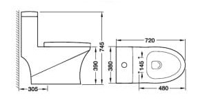 bản vẽ kỹ thuật Bồn cầu 1 khối Hafele RHINE 588.84.404
