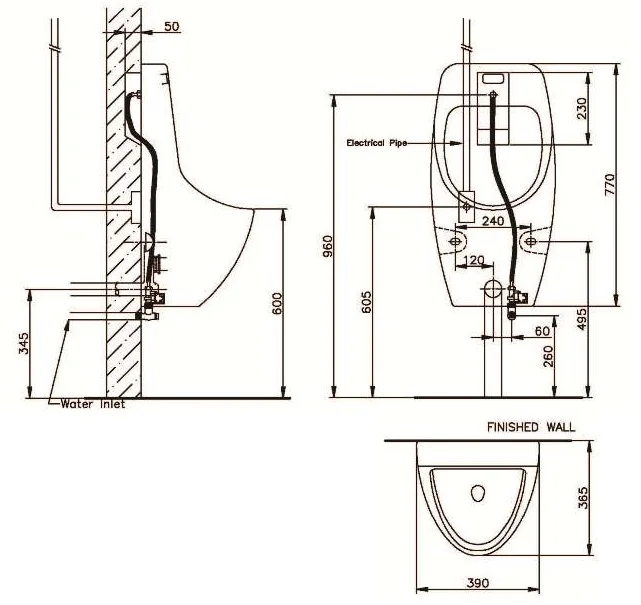 bản vẽ kỹ thuật Bồn tiểu nam cảm ứng Nahm SVU239020U1N01 